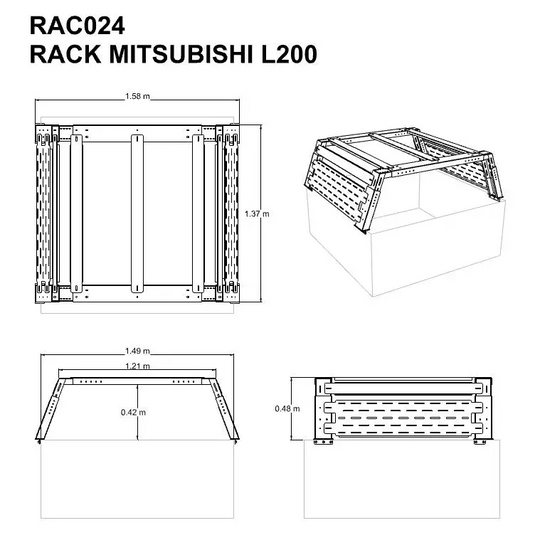 Bed Rack Mitsubishi L200 2026 y Ant. - RACK
