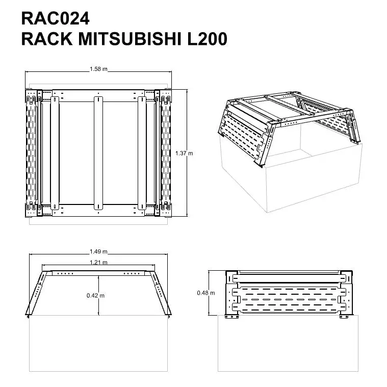 Bed Rack Mitsubishi L200 2026 y Ant. - RACK