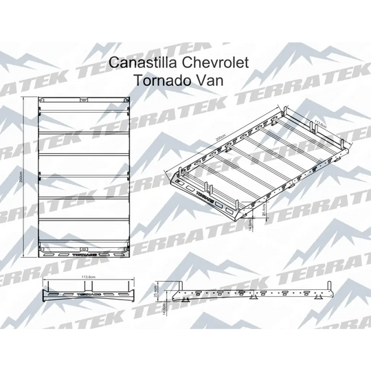 Canastilla Portaequipaje Chevrolet Tornado Van 2020-2024 - CANASTILLAS