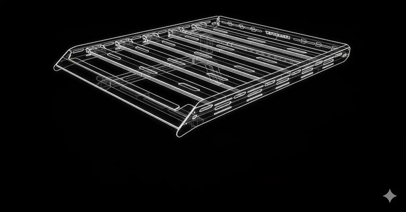 Esquema de estructura de un maletero rectangular.