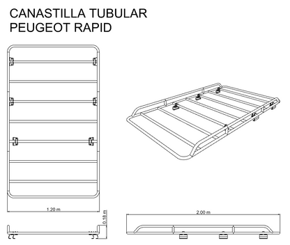 Canastilla Portaequipaje Tubular Ram Pro Master Rapid / Peugeot Partner Rapid 2017-2024