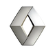 Logo geométrico en plata y tridimensional para Renault.